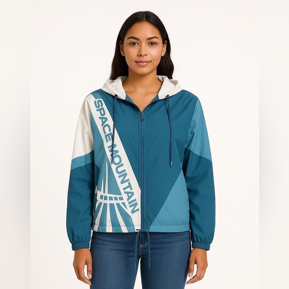 Disney Parks Space Mountain Windbreaker Jacket Small Retro Colorblock - Picture 2 of 12